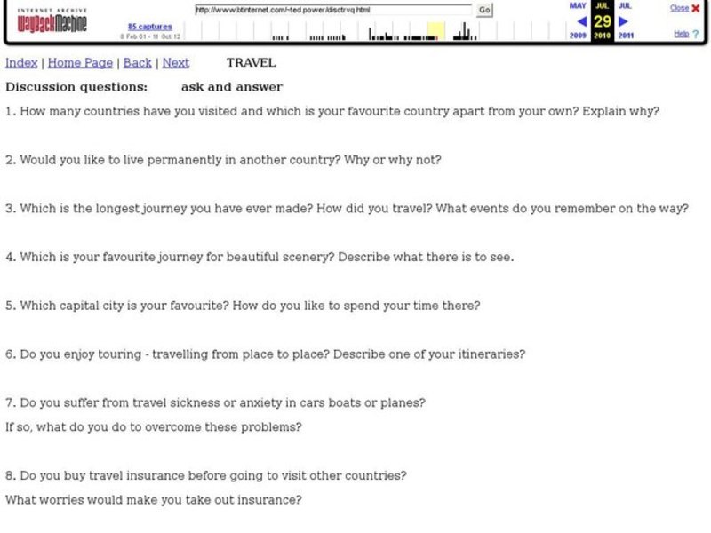 Discussion about Travel Lesson Plan