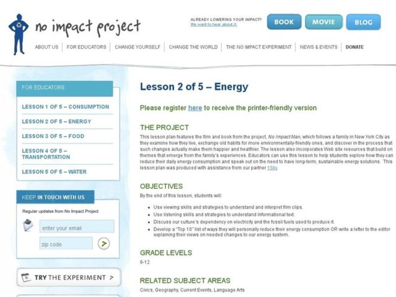 Lesson 2 of 5 - Energy Lesson Plan