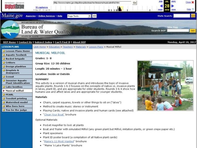 Musical Milfoil Lesson Plan