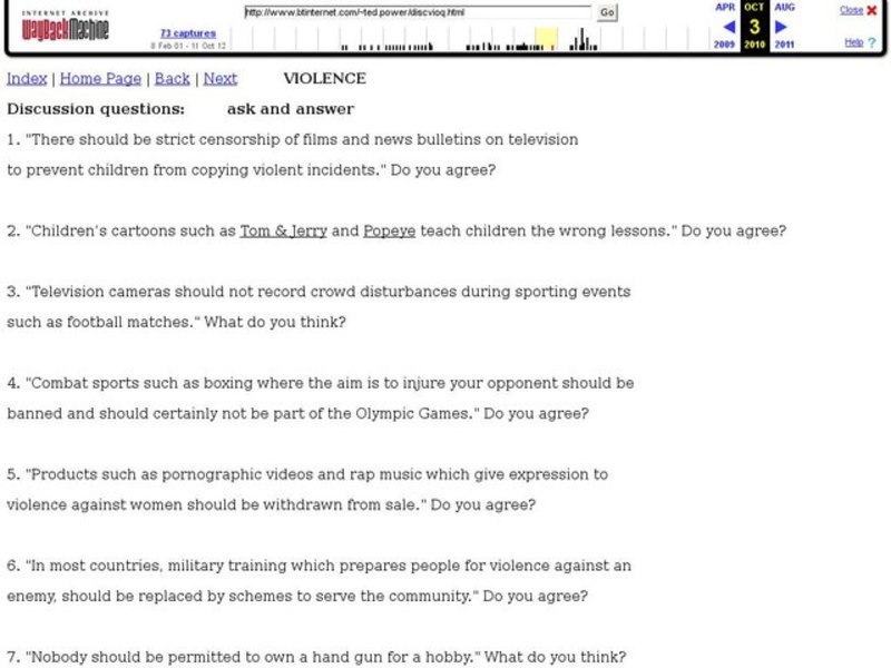 Violence Discussion Lesson Plan