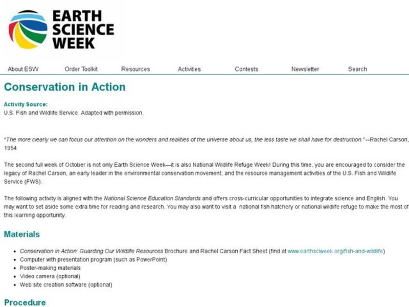 Conservation in Action Lesson Plan