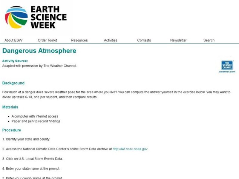 Dangerous Atmosphere Lesson Plan