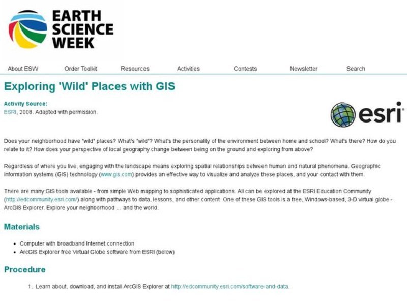Exploring 'Wild' Places With GIS Lesson Plan