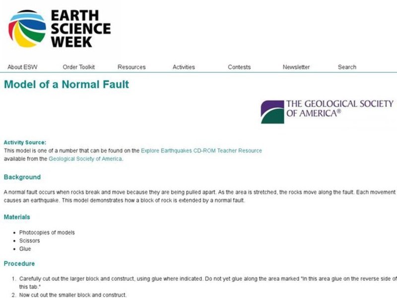 Model of a Normal Fault Lesson Plan
