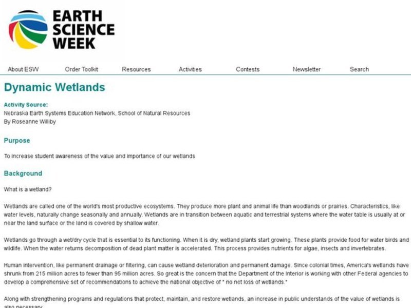 Dynamic Wetlands Lesson Plan