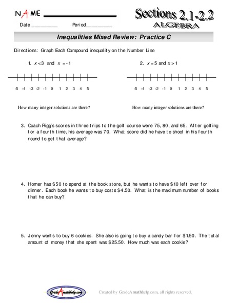Inequalitities Mixed Review Lesson Plan