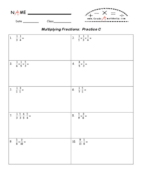 Multiplying Fractions:  Practice C Lesson Plan