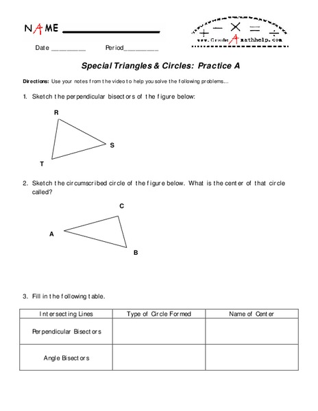 Special Triangles and Circles Lesson Plan