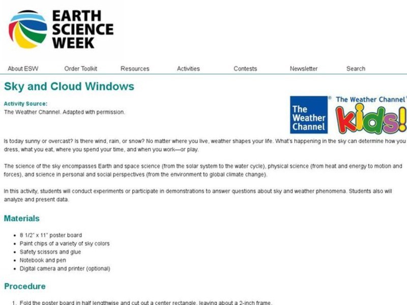 Sky and Cloud Windows  Lesson Plan