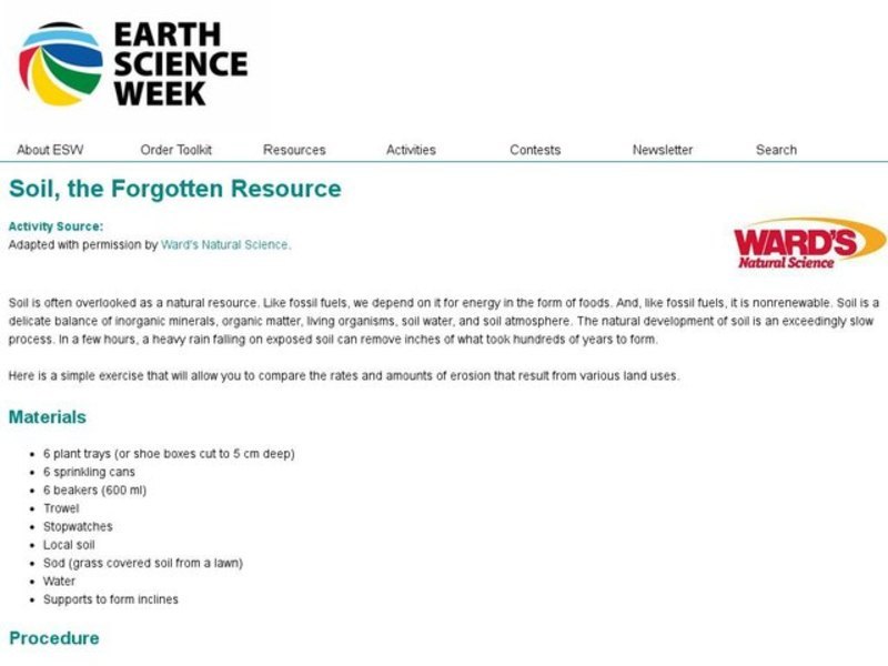 Soil, the Forgotten Resource Lesson Plan