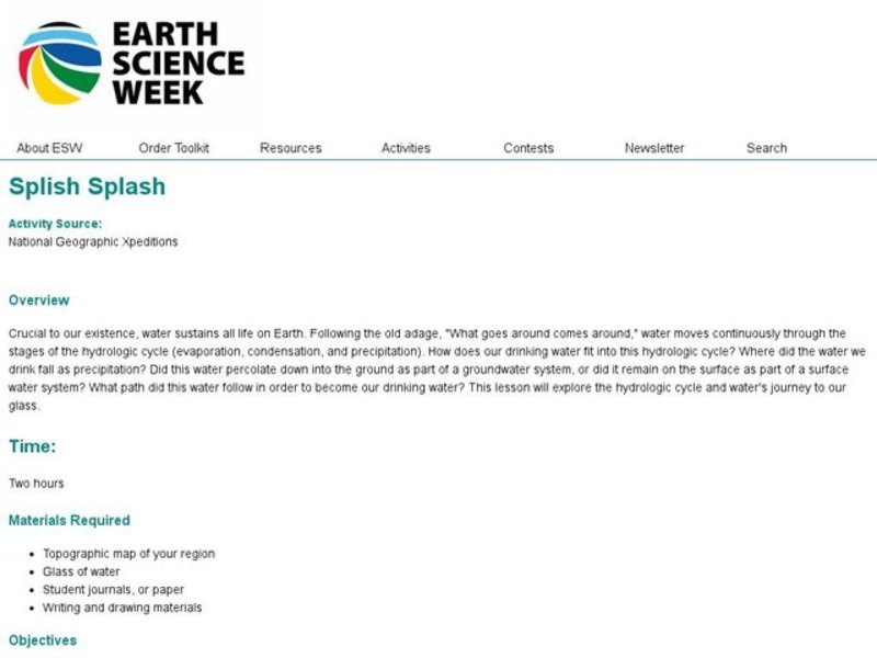 Splish Splash Lesson Plan