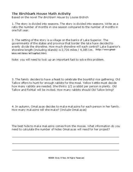 The Birchbark House Math Activity Interactive