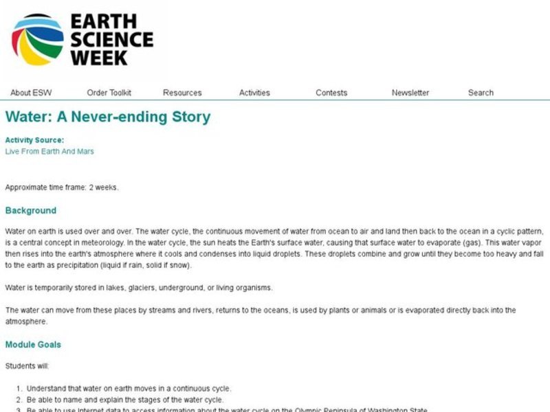 Water: A Neverending Story Lesson Plan