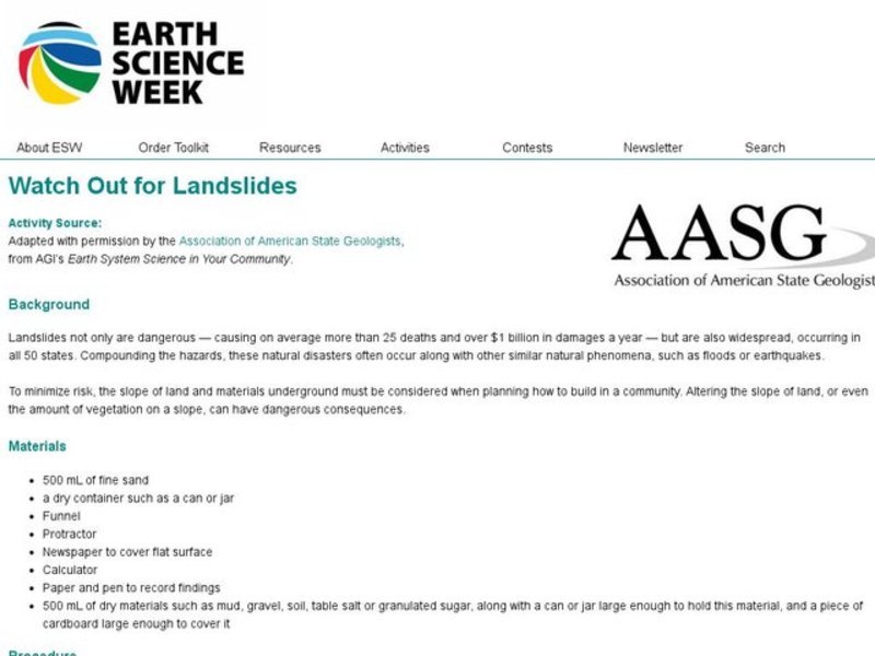 Watch Out for Landslides Lesson Plan