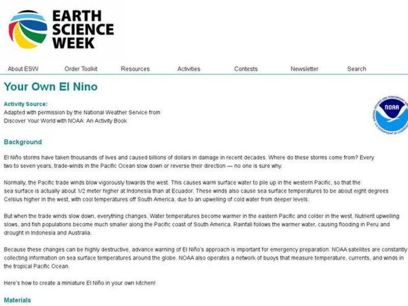 Your Own El Nino Lesson Plan