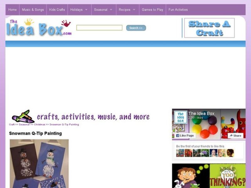 Snowman Q-Tip Painting Activity