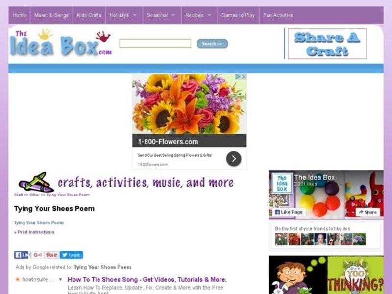 Tying Your Shoes- Poem Activity