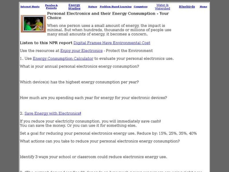 Personal Electronics and Their Energy Consumption Interactive