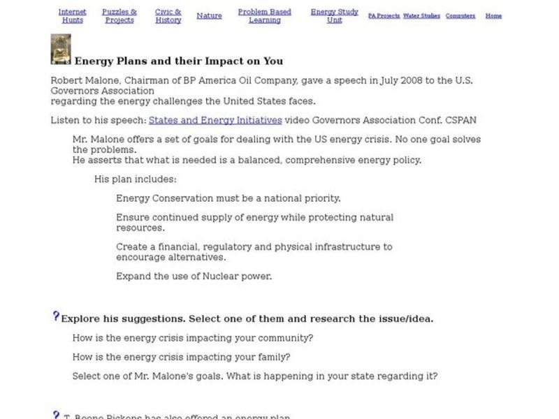 Energy Plans and their Impact on You Interactive