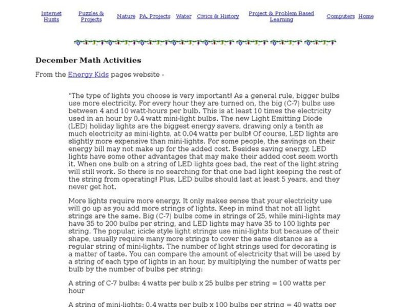 December Math Interactive