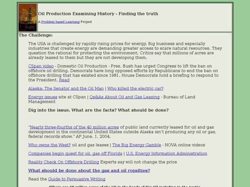 Oil Production Examining History - Finding the Truth Worksheet