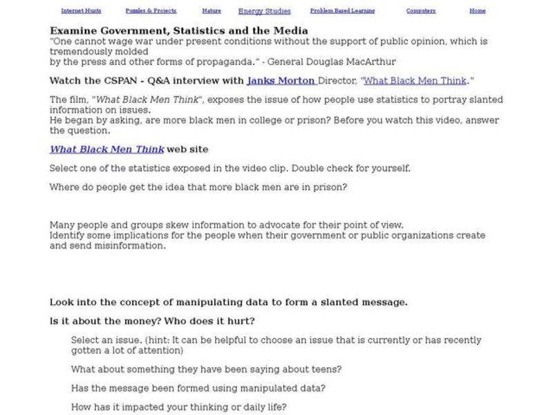 Examine Government, Statistics and the Media Interactive