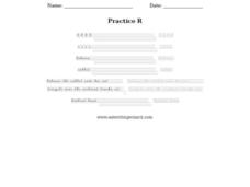 ESL Printing Practice: Letter R Worksheet
