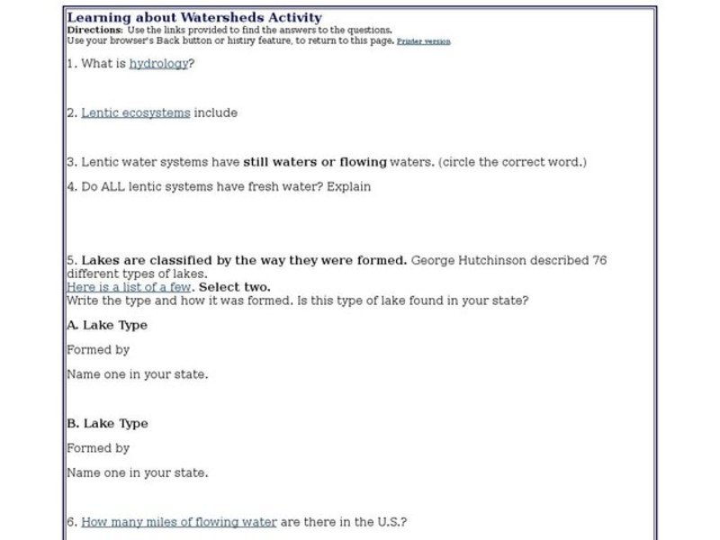 Learning About Watersheds Interactive