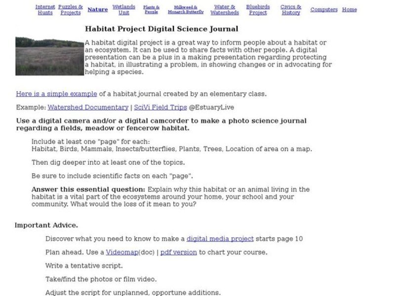 Habitat Project Digital Science Journal Interactive