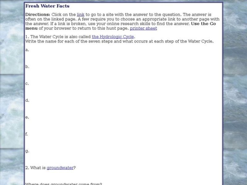 Fresh Water Facts Interactive