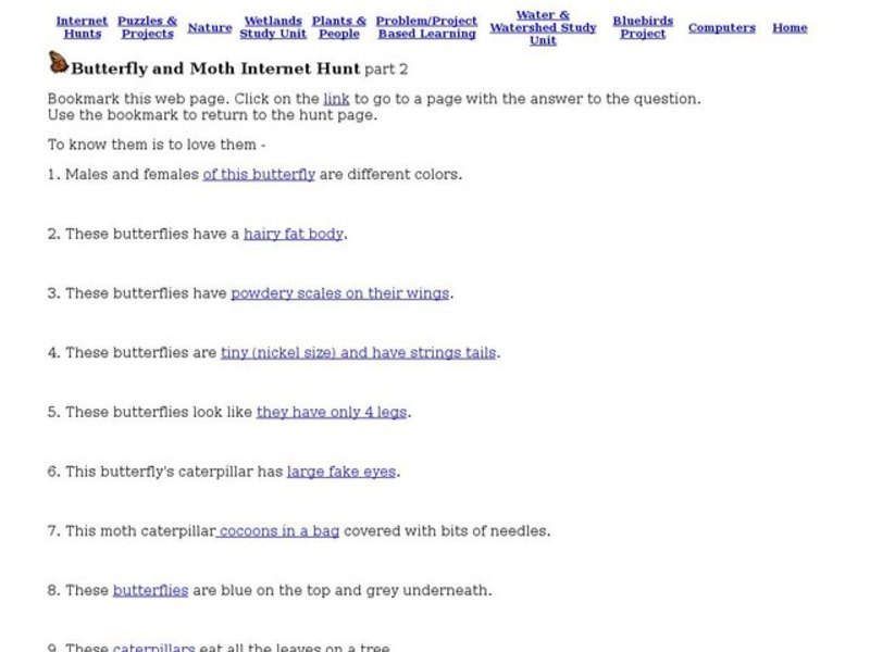 Butterfly and Moth Internet Hunt part 2 Interactive