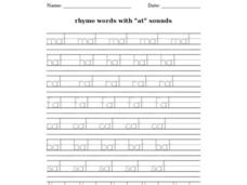 Rhyme Words With "At" Sounds Worksheet
