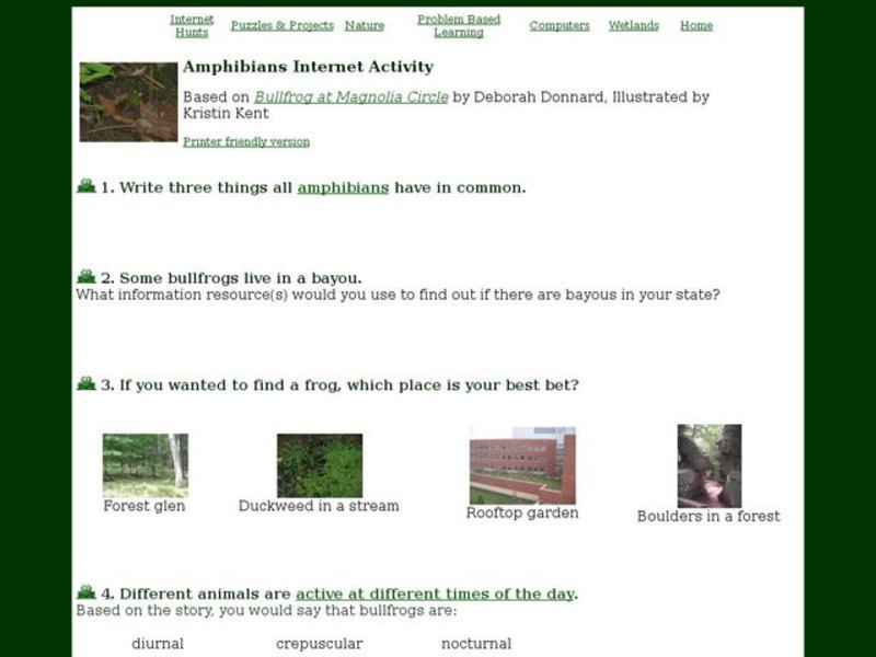 Amphibians Internet Activity Interactive