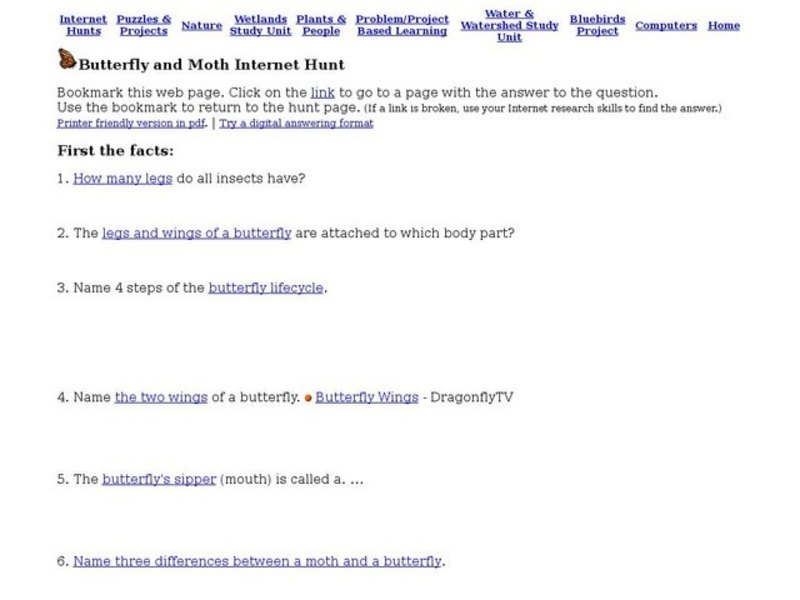 Butterfly and Moth Internet Hunt Interactive
