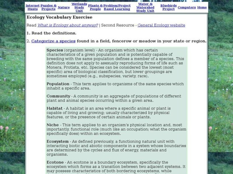 Ecology Vocabulary Interactive
