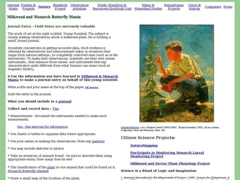 Milk and Monarch Butterfly Mania Journal Entry Interactive