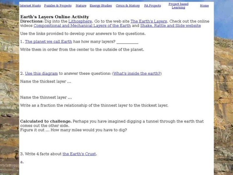 Earth's Layers Online Activity Interactive