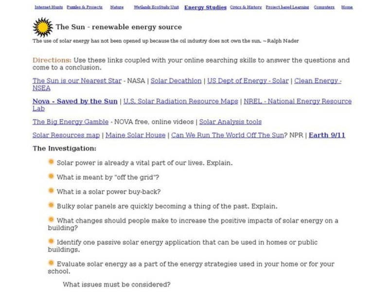 The Sun - Renewable Energy Source Interactive
