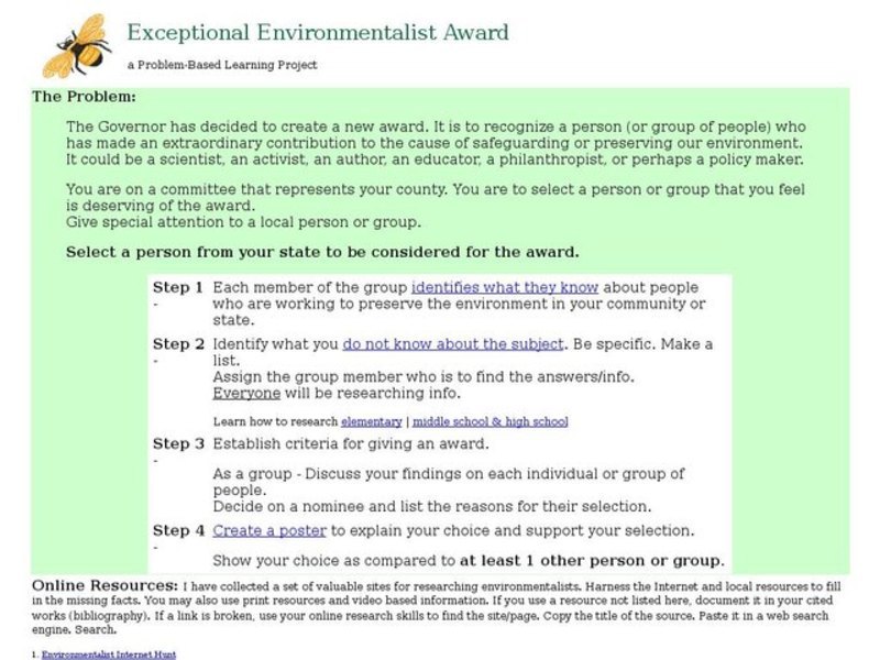 Exceptional Environmentalist Award Interactive