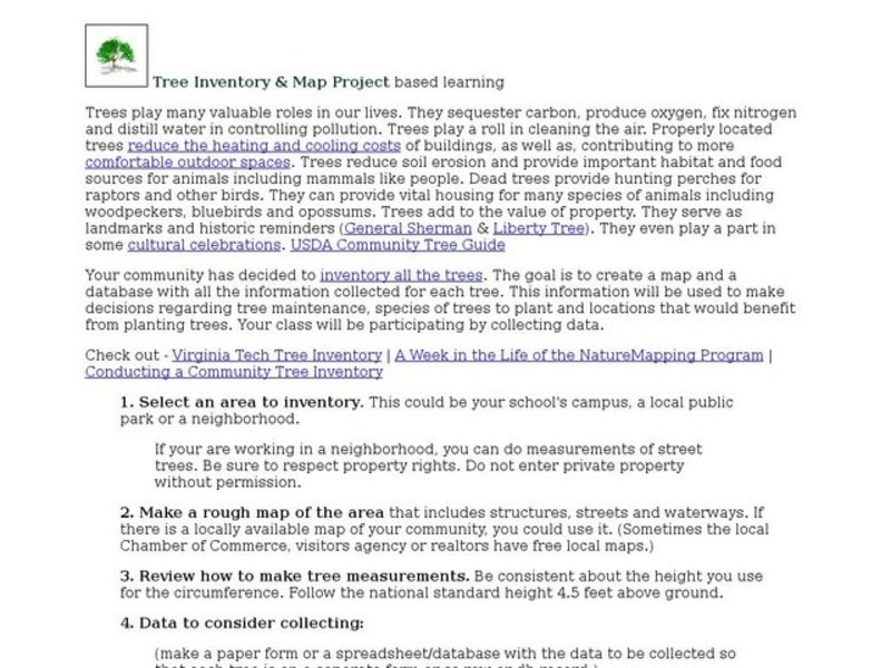 Tree Inventory and Map Project Interactive