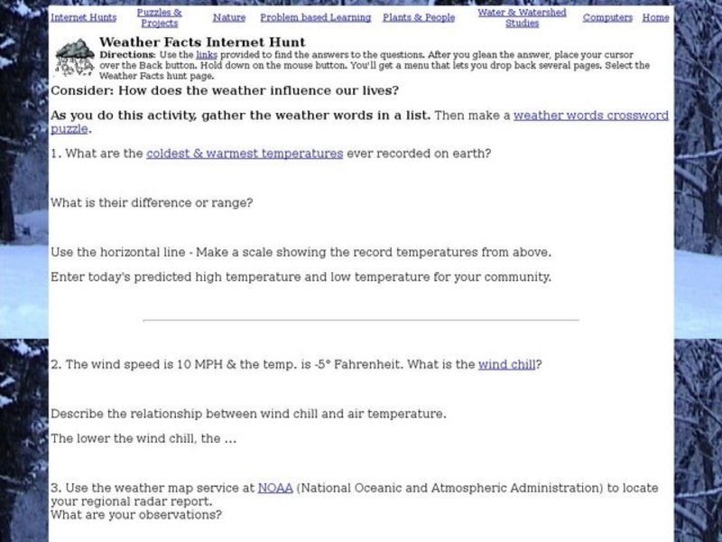 Weather Facts Internet Hunt Interactive