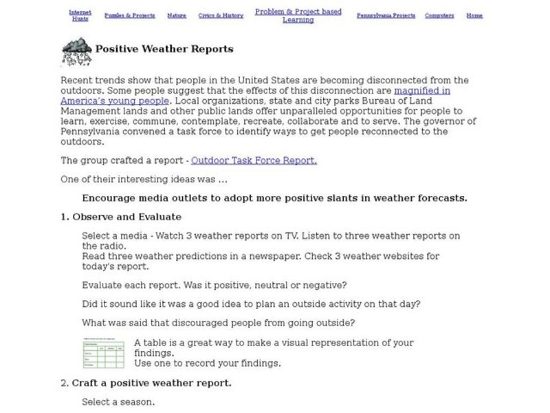 Positive Weather Reports Worksheet