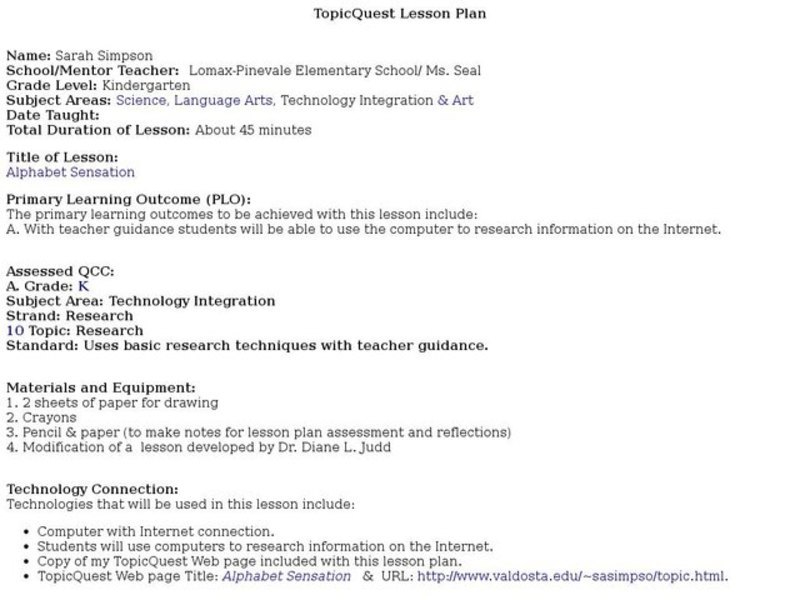 Alphabet Sensation Lesson Plan