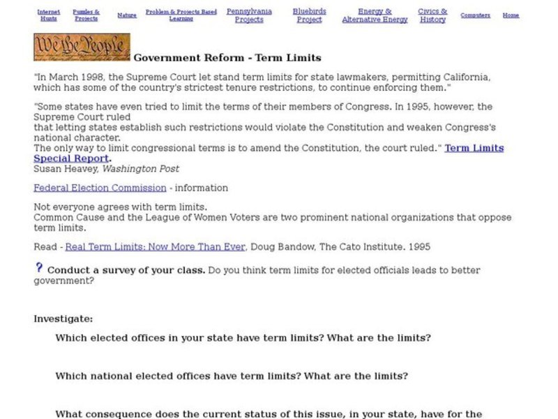 Government Reform - Term Limits Lesson Plan
