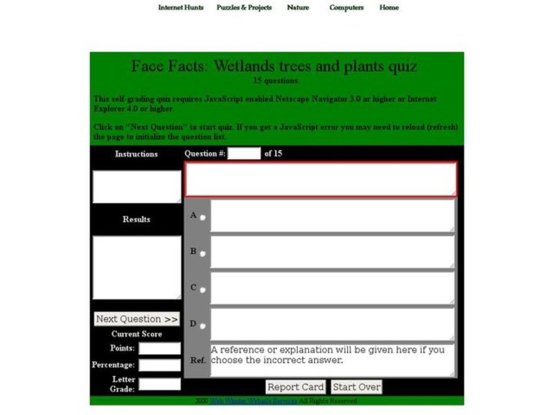 Face Facts: Wetlands trees and plants quiz Interactive