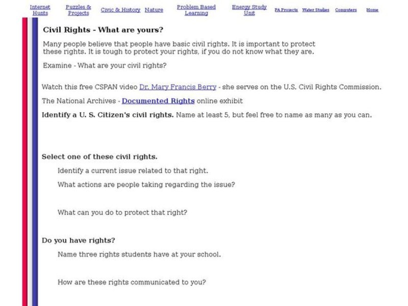 Civil Rights - What are yours? Lesson Plan