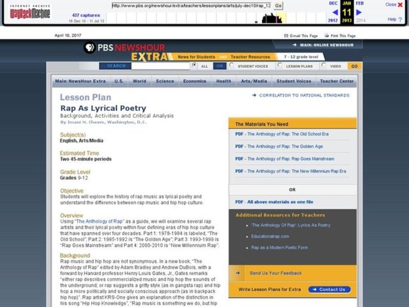 Rap as Lyrical Poetry Lesson Plan