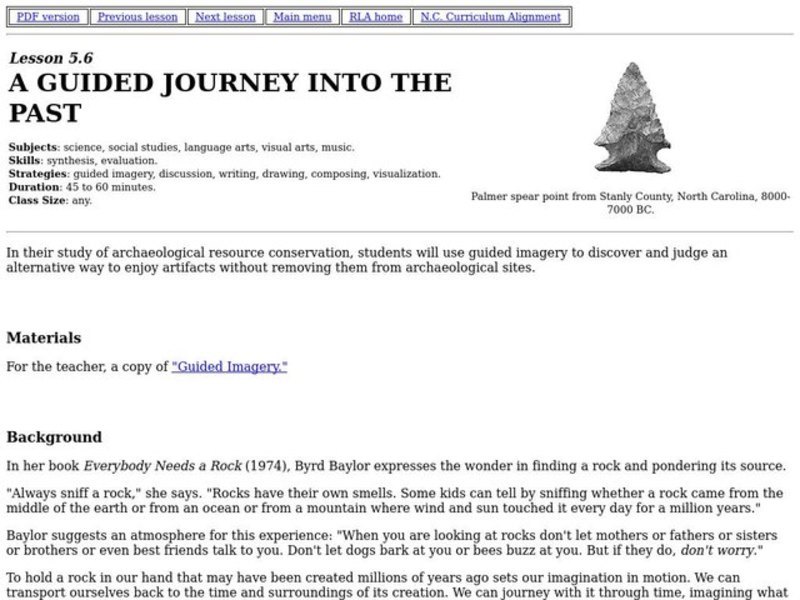 A Guided Journey Into the Past Lesson Plan