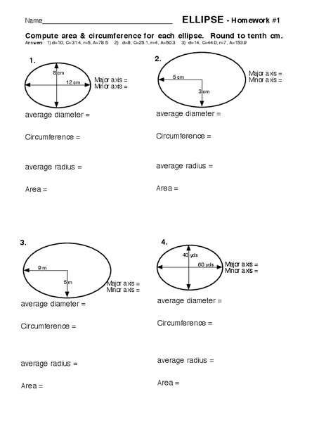 Ellipse Worksheet