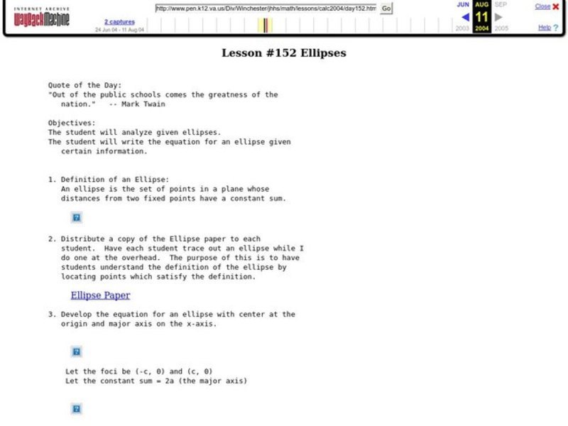 Ellipses Lesson Plan
